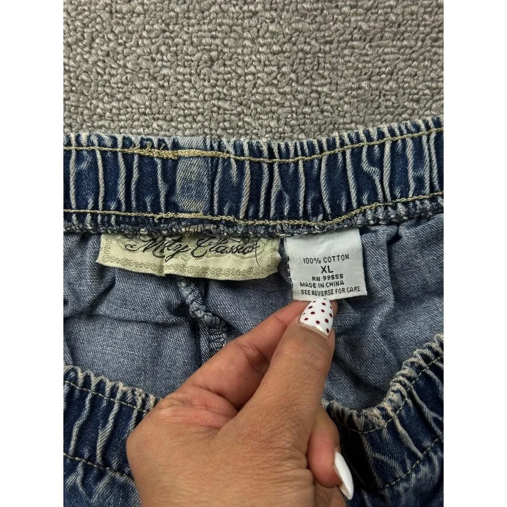 Vintage‎ My Classic Shorts Women XL Blue Relaxed Elastic Waist Cotton Beach Y2K